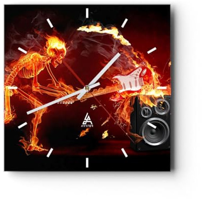 Modern Wanduhr Feuer Instrument Skelett 40x40cm Quadrat Groß Wand Uhr Glas Analog Zimmeruhren Küche Büro Wohnzimmer Glasuhr Wall Clock Dekoration Design Wanddekoration Küchenuhr C3AC40x40-0210