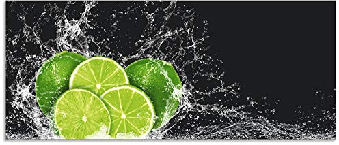 ARTland Spritzschutz Küchenrückwand aus Alu für Küche Herd Spüle 120x50 cm (BxH) mit Motiv Essen Obst Früchte Limette Eiswasser Modern Dunkel H9KL
