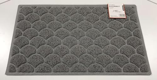 Nicoman Outdoor Door Mat Wet Area Shower Room Swimming Pool Side Boat Floor Drainage Hollow Doormat (29.5x17.3inches/75x44cm)【FISH SCALE, Grey】
