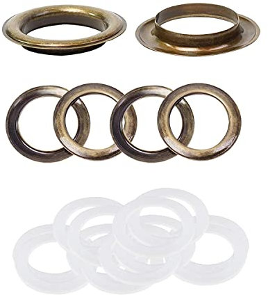 Trimming Shop 40mm Eyelets with Brass & Plastic Washers Rust Proof Grommets for Curtains Poles, Pool Covers, Tarpaulin, Vinyl Banners, Yoga Mat, Bronze, 30 Sets