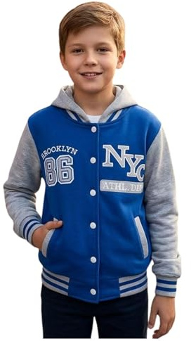 A2Z 4 Kids Girls Boys Baseball NYC Athletic Hoodie - NY Jacket Royal 5-6