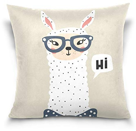 Linomo Kissenbezug 45x45 cm, Süß Lama Alpaka Dekorative Kissenbezug Kissenhülle für Couch Sofa Bett Hause