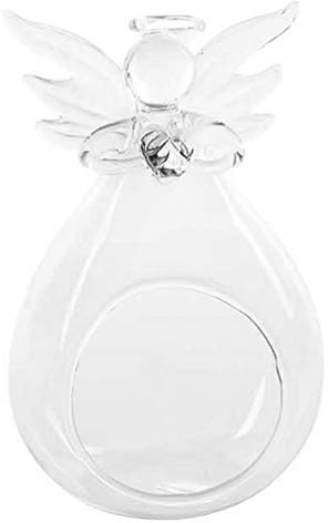 Amosfun Glas Kerzenhalter Kristall Teelichtglas Engel Figur Kerzenglas Windlicht Teelichthalter Teelicht Kerzenständer Hochzeit Weihnachten Tischdeko Hochzeitsdeko Weihnachtsdeko
