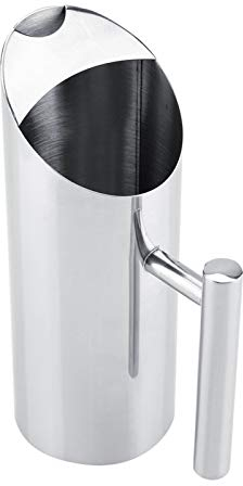 Pichet à eau avec garde-glace en acier inoxydable Pichet à eau en acier inoxydable carafe à boisson à thé glacé pour outil de service d'hôtel de bureau à domicile(1L)