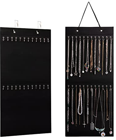 KGMCARE Schmuck-Organizer zum Aufhängen an der Wand, mit 24 Haken, zur Wandmontage an der Tür, Schrank, Halskettenhalter für Armband, Ringkette (schwarz)
