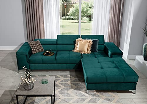 All4All Ecksofa Roco mit Schlaffunktion Bettkasten Sofa Links Rechts Wohnlandschaft Bett Couch 23 (Monolith37, Rechts)