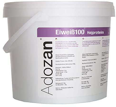 Adozan Eiweiß 100 | 99% Whey Isolate/Rind Protein Pulver auf 100g | Neutral, Ohne Zucker & Fett | Leicht Löslich, Geschmacksneutral Eiweißpulver für Diät, Bariatrische Ernährung & Regeneration | 3kg