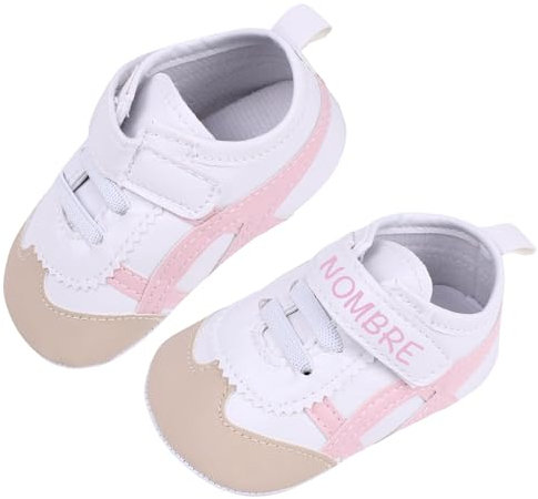 Scarpe da neonato 0-24 mesi personalizzate - sportive bambino e ragazza - regalo bebè - con borsa per il trasporto, Rosa Con Nome, 18 EU