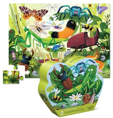 Crocodile Creek - Backyard Bugs - 36-Piece Jigsaw Floor Puzzle with Heavy-Duty Shaped Box for Storage, Large 20 x 27 Completed Size, Designed for Kids Ages 3 Years and up