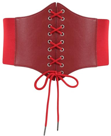 WERFORU Frauen Tied Waspie Gürtel Breiter Schnürgürtel Korsett Elastische Taille Gürtel für Halloween Party