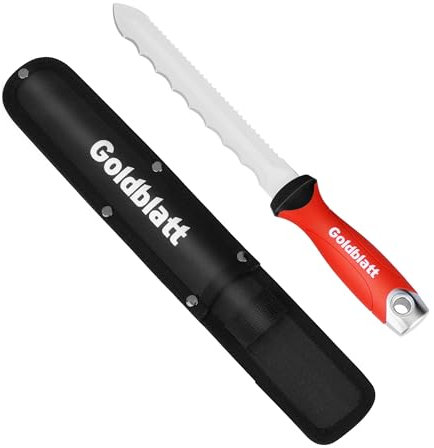 Goldblatt Couteau Isolant Professionnel, Couteau à Laine avec Lame en Acier Inoxydable de 20 cm à Double Tranchant, Coupe Précise et Rapide pour Laine de Verre, Laine de Roche, Mousse Isolante