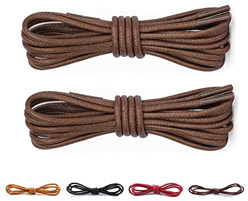 CCSOFTIME 2 Pares Cordones Redondos Encerados,Cortos Cordones Marrón para Zapatos de Vestir Traje Oxford Botas,Cordoneras para Botines de Hombre Mujer Niños Adultos,Cordones Zapatos Vestir 70cm