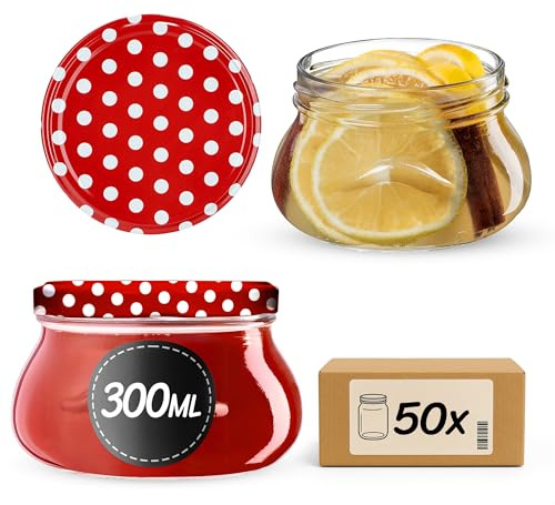 KADAX 50er Set Marmeladengläser 300ml TO82, Einmachgläser Vorratsgläser Mason Jar mit Schraubdeckel, Luftdichte Schraubgläser, Honig & Konfitüre
