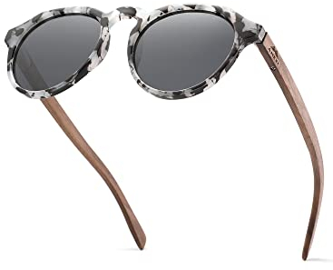 AMEXI Holz Sonnenbrillen Polarisierte Sonnenbrille,Herren Damen Polarisierte Sonnenbrille, UV400 Sonnenbrille/Der Rahmen der Brille ist aus Walnuss Holz -CN8048…