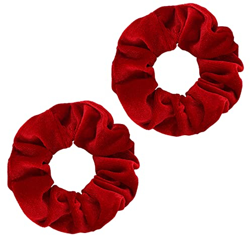 WLLHYF 2 Stück Scrunchies Rot Haargummis Haarband Samt Rot Schön Weich Haar Große Haare Ringe Haargummis Elastische Haarbänder Pferdeschwanz Für Mädchen Frauen Weihnachten Geschenke Armband