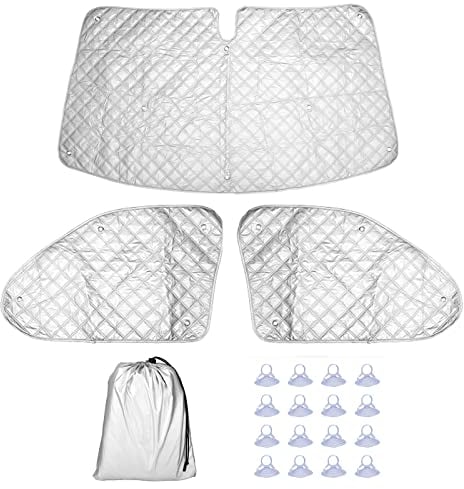 NIGOOLATA Juego de Persianas Térmicas Cubierta de Pantall 3 Piezas Cubierta de Parabrisas de Coche Estor térmico para V-W T5 T6