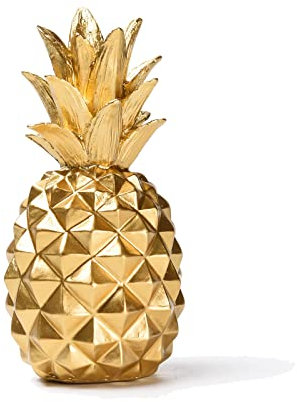 STCREE Ananas-Statue aus Kunstharz, modernes Ornament für Wohnzimmer, Schlafzimmer, Arbeitszimmer, Geschäft, Dekoration, Geschenk, 20 cm (H) Gold, TQGJST99