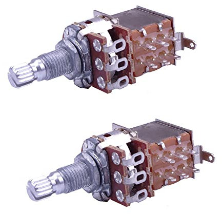 A500K Push Pull Pot, 2 Pcs Long Split Shaft Audio Taper Potentiometers, Push Pull Control Pot for Electric Guitar Bass