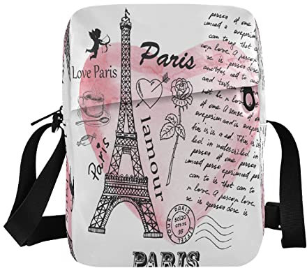 Love Paris Eiffelturm auf Umhängetasche, klein, lässig, Umhängetasche, Handtasche, Handytasche, Geldbörse für Damen, Herren, Kinder, Mehrfarbig, Einheitsgröße