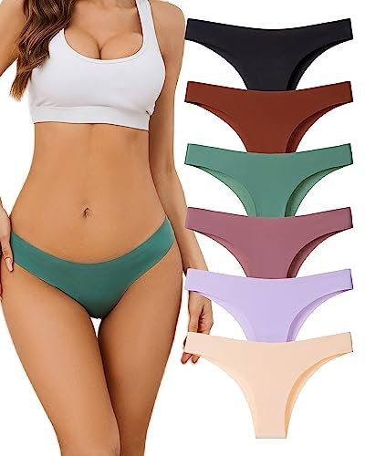 UGDUCK Seamless Slips Damen Nahtlo Hipster Unsichtbare Unterhosen Sexy Panties Bequem Unterwäsche Bequem Frauen Panties Bikini 6er Pack S-XL