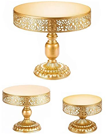 Yusat Alzata decorativa per torta, in ferro, riutilizzabile, staccabile, stabile, supporto per cupcake per feste, 3 pezzi
