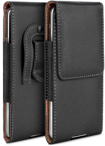 moex Plug Case für Google Pixel 7a Hülle mit Gürtelclip, Handy Gürteltasche PU Leder, Handyhülle zum Einstecken, Lederhülle Gürtel Schutzhülle Einsteckhülle Etui, Schwarz