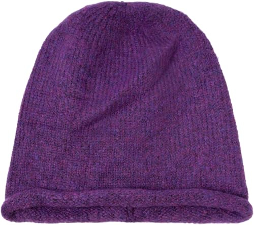 styleBREAKER Unisex Oversize Strick Beanie Mütze mit Rollrand, Warme Winter Strickmütze Einfarbig, Loose fit 04024207, Farbe:Violett