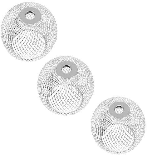 OSALADI Abat-Jour Verre 3 Pièces Cage Métallique Abat-Jour Rond É Couvercle De Lumière En Métal Ajouré Pour Lampe Suspendue Globe Pour Lustre Rechange