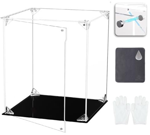 COOLTAKU Transparente Acryl-Vitrine, UV-geschützt, vorne offene Tür mit Magnetschnalle, montierbare Displaybox, staubdichter Schutz, Vitrine für Figuren, Sammlungen (30 x 30 x 30 x 30 cm)