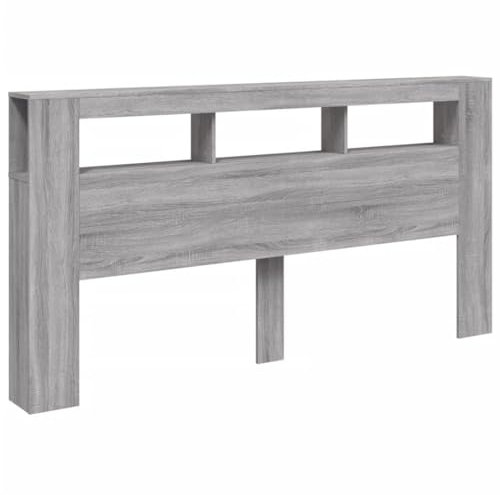 vidaXL Tête de Lit à LED, Accessoire de Lit, Tête de Cadre de Lit, Meuble de Chambre à Coucher, Sonoma Gris 200x18,5x103,5 cm Bois Ingénierie