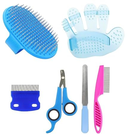 Namvo 6-teiliges Kaninchen-Pflegeset, Nagelschneider mit Haustierkämmen