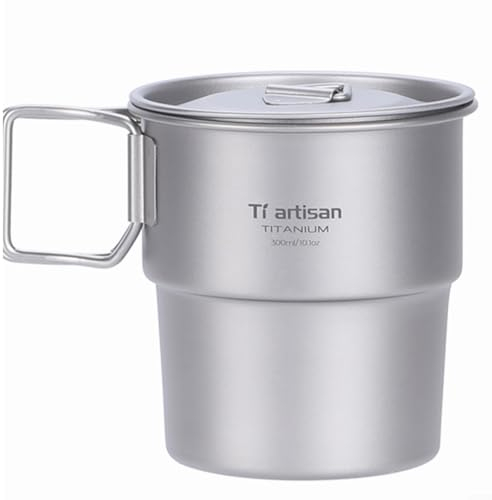 Titanium Mug, Camping Titanium Cup, Portable Camping Water Cup Foldable Ultralight Mug with Lid Perfect for Outdoor Activities(No lid)