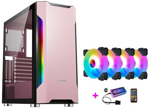 Case ATX, Case Da Gioco For PC Mid-tower E-ATX/ATX/M-ATX/ITX - Porta I/O USB 3.0 Anteriore - Pannelli Laterali Completamente Trasparenti - Ventola RGB, Telecomando E Controller (Size : 4 fans)