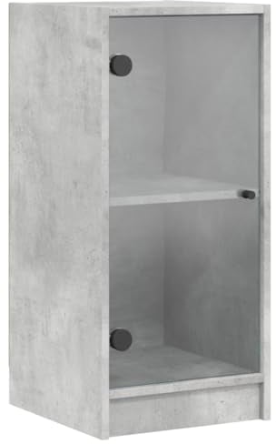 vidaXL Beistellschrank mit Glastüren, Sideboard mit Stauraum, Kommode für Wohnzimmer, Vitrine Anrichte, Modern, Weiß Holzwerkstoff