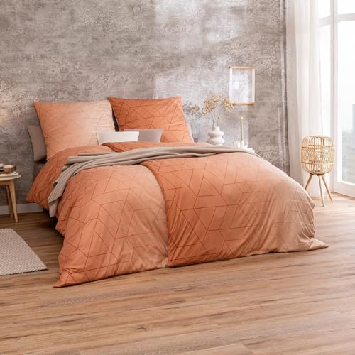 ESTELLA Mako Interlock Jersey Bettwäsche Svea Terracotta 1 Bettbezug 135 x 200 cm + 1 Kissenbezug 80 x 80 cm