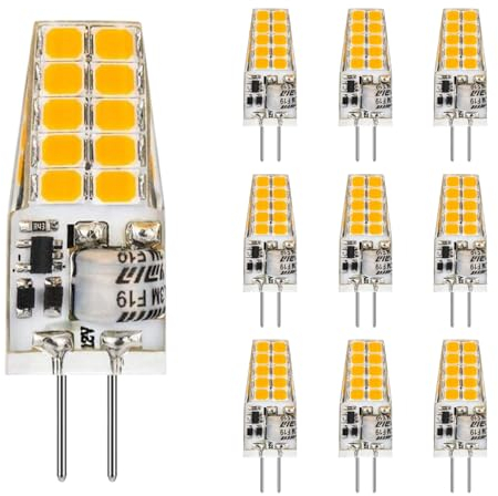 G4 LED Blanc Chaud 12V 2700K, culot à deux broches 2W 350lm, ampoule LED T3 équivalente à 30W halogène G4, sans scintillement, éclairage de lustre, éclairage paysager, éclairage micro-ondes, lot de 10