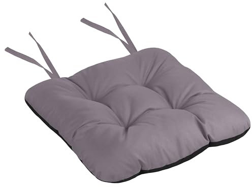 Domarex Gartenstuhlkissen Silla 50x50 cm - Wasserdichtes Kissen für den Gartenstuhl Sitzkissen an Stuhl fesselt - Hochwertiger Polyester - weiches Stuhlkissen mit Bändern - Grau