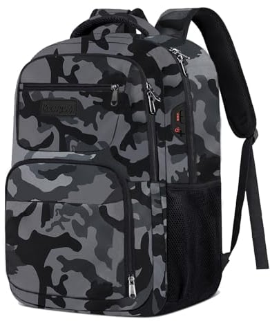 BAOMANYI Herren Rucksack Schulrucksack Jungen 15.6 Zoll Laptoptasche Business Arbeit Backpack Daypack Wasserdicht Rucksack Schule Notebook für Reisen Tasche Männer leichte Schultasche (Tarnung)