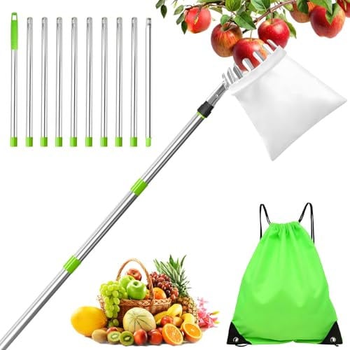 TOFFCAEA Recogedor de Frutas, 4.2M Recoge Frutas Altuna, Fruit Picker, La Herramienta Recolector de Frutas es Fácil de Montar, Herramientas Recolectar de Higos Limón Cerezas Árbole