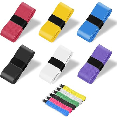 JOYVOX 6 Pcs Multicoloured Tennis Racket Grip Tape - Anti-Slip, Quick-Drying Overgrips for Tennis, Badminton, Squash Rackets, Super Absorbent Overgrip Tape for Handles (6 Colors)