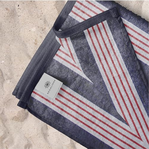 Sedalinne - Toalla Playa Grande Algodón - Toalla de Playa con Rayas Negro Blanco Rojo (100x165 cm) - Ultra Absorbente - Toallas Piscina Grandes - Tejido Aterciopelado - Ideal para Verano y Vacaciones