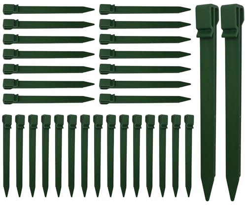 RNBEVANSANNE 22 Pcs Plastic Green Ground Stakes, 24.5cm, Modern Style, Landscape Edging, Tent Pegs, Canopy Stakes