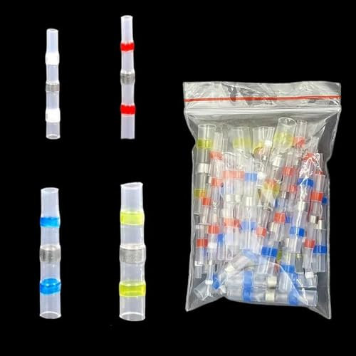 50-1000 piezas de conectores de cable a tope con manguito termorretráctil a prueba de agua, terminales de soldadura con sello 3:1, manguitos de cable termorretráctiles, 100 piezas de color