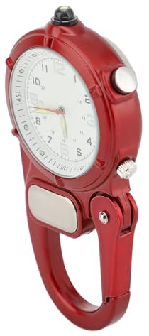 Orologio con Moschettone, Orologio a Clip con Torcia a LED da Uomo per Alpinismo (rosso)