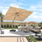 PURPLE LEAF Parasol Déporté Imitation Bois 2,7 x 3,65 m Rectangulaire, Grand Parasol De Jardin Extérieur Cadre en Aluminium, Toile UPF 50+ avec 6 Positions D'inclinaison et Rotation à 360°, Beige