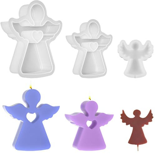 BDHYYM 3 Pezzi Stampi In Silicone a Forma di Angelo,Stampi per Angeli,Stampo Silicone Angelo Piccolo,Angelo Stampo in Silicone,Angelo Stampo Candele 3d in Silicone,per Candele,Sapone, Artigianato