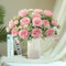 Flores Artificiales Decoracion - Peonias Artificiales con Jarrón de Cristal, Ramos de Flores Artificiales para Decoracion Habitacion y Decoracion Salon