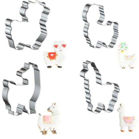 Larfraecy Formine Biscotti 4Pezzi Tagliabiscotti Alpaca Stampini per Biscotti Acciaio Inossidabile para Cookie,Fondant,Pastel,Formine per Biscotti Stampi Biscotti DIY Decorazioni Dolci Biscotti