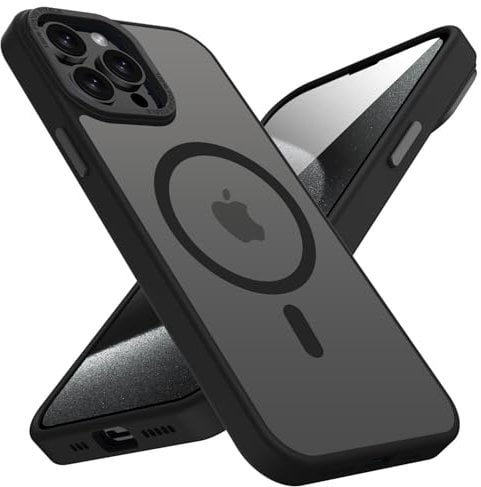 KPPIT for iPhone 15 Pro Max case Compatible with MagSafe, Shockproof Drop Protection, Frosted Translucent Back Phone Case for iphone 15 Pro Max,Black
