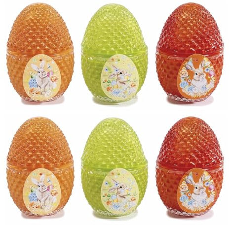 Gruppo Maruccia - Candele con Vaso in Vetro Martellato - A Forma di Uovo Pasquale - 6 Pezzi